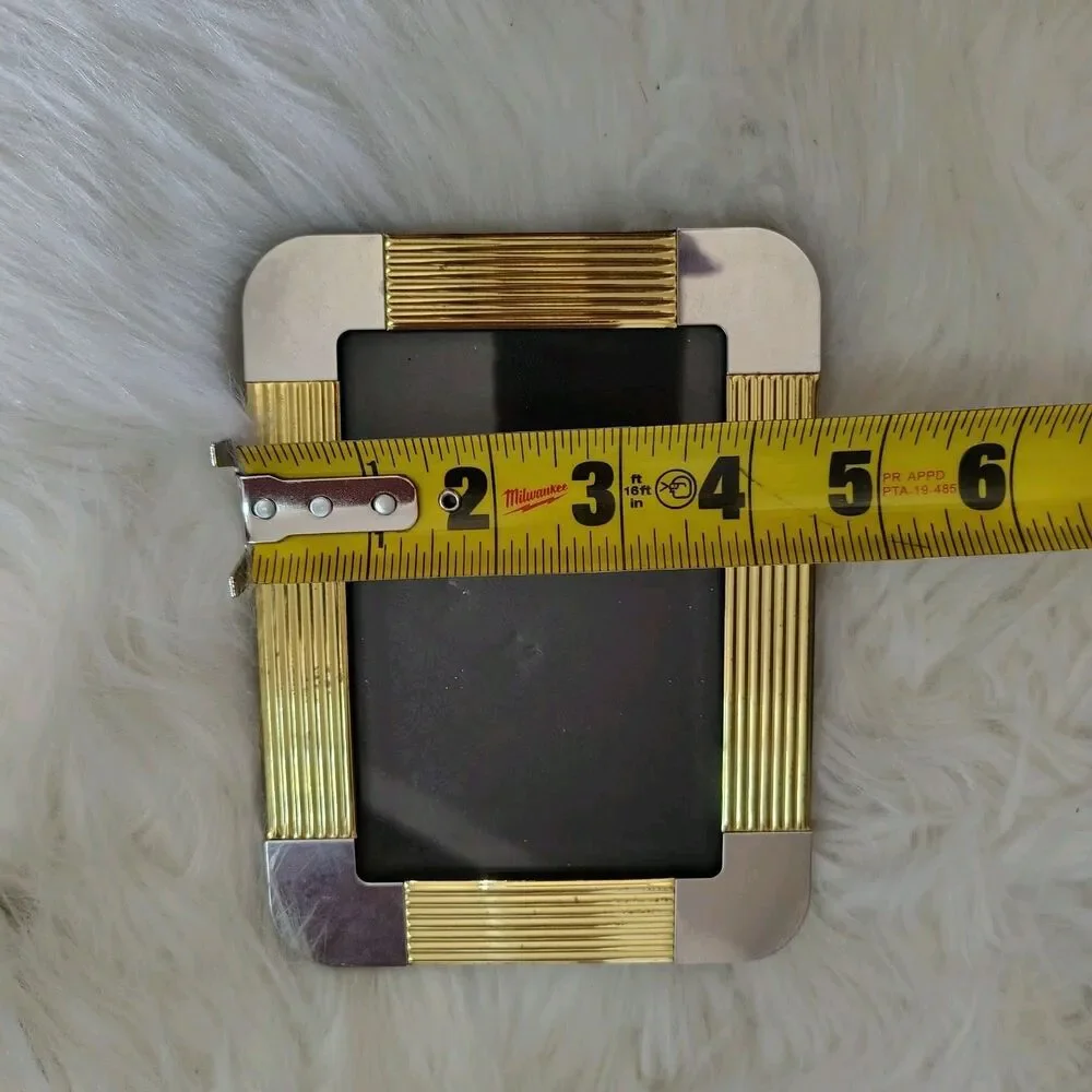 VTG Art Deco Revival Style Two Tone Brass & Chrome Picture Frame